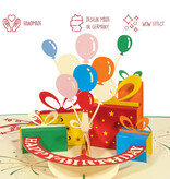 LINPOPUP Pop up card birthday, birthday card with balloons, gifts, LINPopUp®, LIN17838, N195