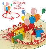 LINPOPUP Pop up card birthday, birthday card with balloons, gifts, LINPopUp®, LIN17838, N195