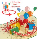 LINPOPUP Pop Up Karte Geburtstag, Geburtstagskarte mit Luftballons, Geschenke, LINPopUp®, LIN17838,  N195