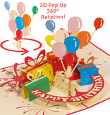 LINPOPUP Pop Up Karte Geburtstag, Geburtstagskarte mit Luftballons, Geschenke, LINPopUp®, LIN17838,  N188