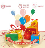 LINPOPUP Pop up card birthday, birthday card with balloons, gifts, LINPopUp®, LIN17838, N188