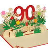 LINPOPUP Pop Up Karte Geburtstag, Geburtstag Gutschein, Geburtstagsgeschenke für Frau, Geburtstagseinladung, LINPOPUP®, Klappkarte 3D, Jubiläum, 90, Blumen Pop Up, N328