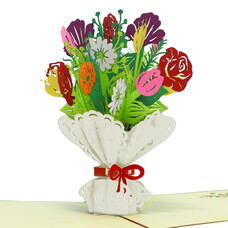 LINPOPUP pop up card, 3D Card, flower cards,  bouquet of flowers, N508