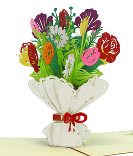 LINPOPUP pop up card, 3D Card, flower cards,  bouquet of flowers, N508