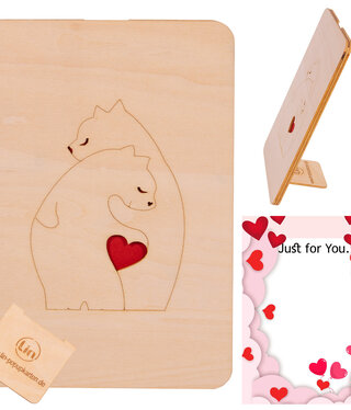 MagicWood Wooden card - Wooden greetings card with stand and notepad