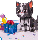 LINPOPUP Pop up card cat, 3D birthday card with envelope, greeting card woman with cat motif, gift card, gift cat lover, children's birthday girl, N291