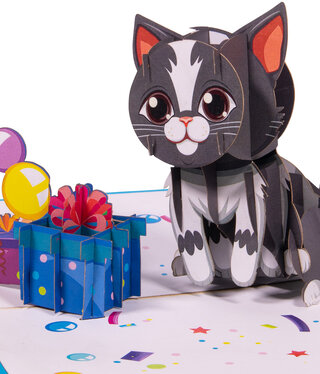 LINPOPUP LINPopUp card, birthday card 3D cat