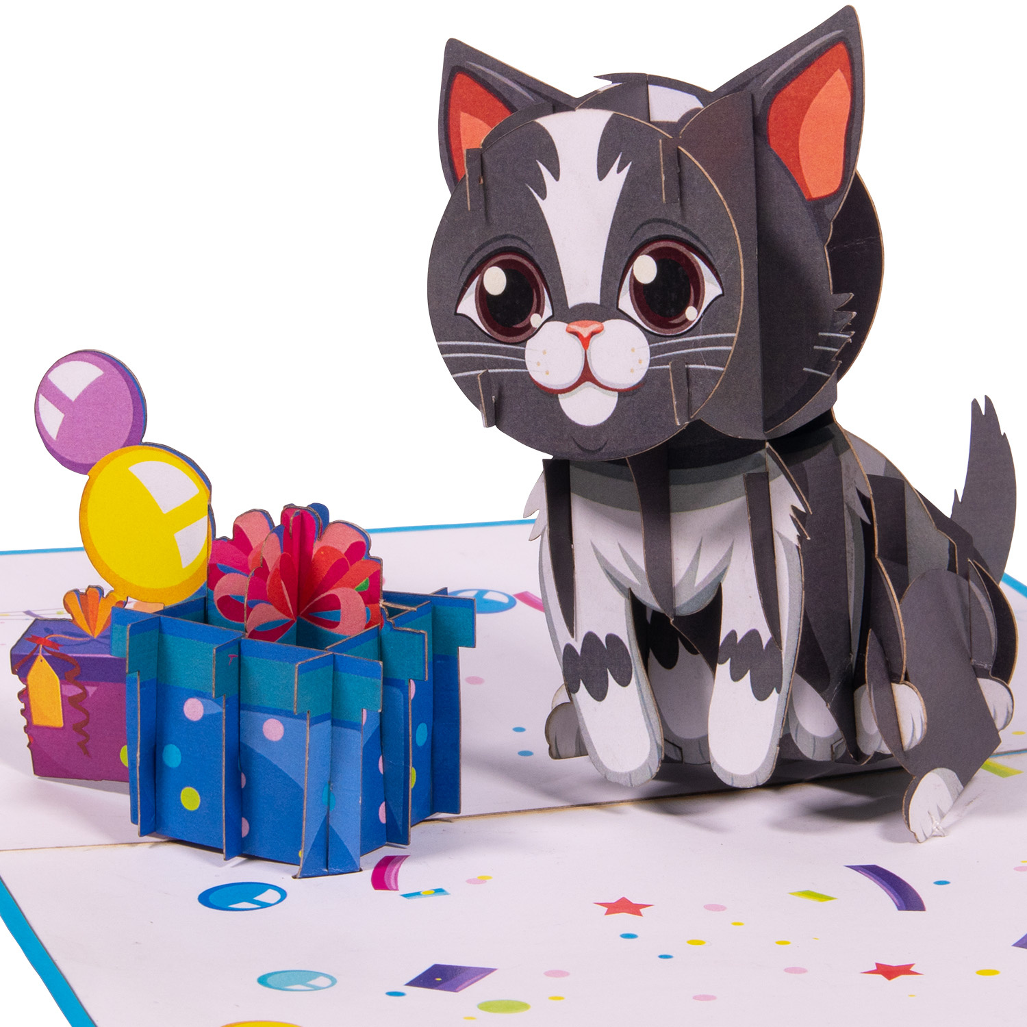 LINPOPUP Pop Up Karte Katze, 3D Geburtstagskarte mit Umschlag, Glückwunschkarte Frau mit Katzenmotiv, Gutscheinkarte, Geschenk Katzenliebhaber, Kindergeburtstag Mädchen, N291