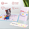 LINPOPUP Pop up card cat, 3D birthday card with envelope, greeting card woman with cat motif, gift card, gift cat lover, children's birthday girl, N291