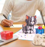 LINPOPUP Pop Up Karte Katze, 3D Geburtstagskarte mit Umschlag, Glückwunschkarte Frau mit Katzenmotiv, Gutscheinkarte, Geschenk Katzenliebhaber, Kindergeburtstag Mädchen, N291