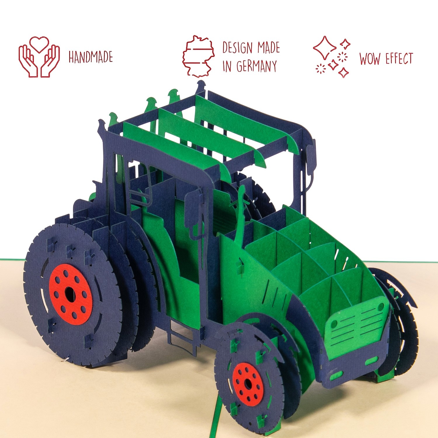 LINPOPUP Pop up 3D Card, Birthday Card, Greeting Card, Children's Birthday, Tractor, Trekker, LIN17855, LINPopUp®, N223