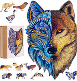 MagicWood Holzpuzzle für Erwachsene und Kinder, mit einzigartigen Tierform Puzzleteile, mit hochwertigem Geschenkbox aus Holz, als Geschenk zum Geburtstag, zur Einschulung, Holz Puzzle Wolf, N001
