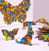MagicWood Holzpuzzle für Erwachsene und Kinder, mit einzigartigen Tierform Puzzleteile, mit hochwertigem Geschenkbox aus Holz, als Geschenk zum Geburtstag, zur Einschulung, Holz Puzzle Hund, Schmetterling, N003