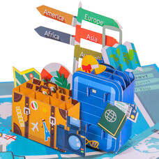 Pop-up travel card, voucher card for flight ticket, holiday card, N246