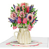LINPOPUP LIN17767, LINPopUp®, Pop Up Karte Blumen, Blumenstrauß Pop-Up, Grußkarten, Klappkarte, Muttertagskarte, Abschied, Geburtstagskarte, gute Besserung, Papier Blumen, Rosen, Rosa, Pink,  N507