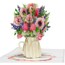 LINPOPUP Pop Up Card, 3D Card, Bouquet, pink, rose, Flower, N507