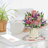 LINPOPUP LIN17767, LINPopUp®, Pop Up Karte Blumen, Blumenstrauß Pop-Up, Grußkarten, Klappkarte, Muttertagskarte, Abschied, Geburtstagskarte, gute Besserung, Papier Blumen, Rosen, Rosa, Pink,  N507