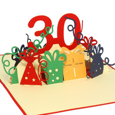 LINPOPUP Pop Up Card, 3D Card, 30th Birthday, Anniversary Number, red, N241
