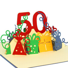 LINPOPUP Pop Up Card, 3D Card, 50th Birthday, Anniversary Number, blue, N21