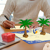 LINPOPUP POP UP card holiday, Pop Up 3D greeting cards, greeting cards, holiday cards, retirement greeting cards, travel voucher, palm trees, islands, hammock man, LIN17581, LINPopUp®, N341