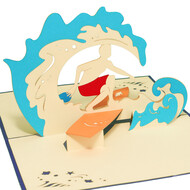 LINPOPUP Pop Up Card, 3D Card, Surfing, N111