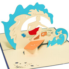 LINPOPUP Pop Up Card, 3D Card, Surfing, N111