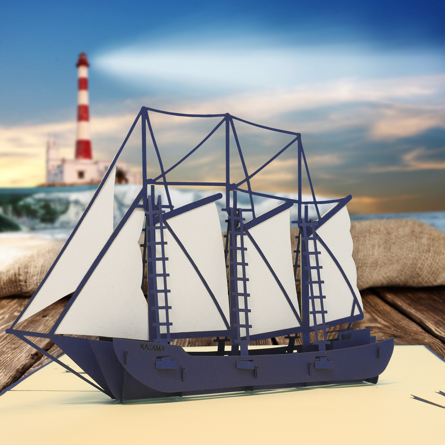 LINPOPUP Pop Up 3D Card, Birthday Card, Congratulations Card, Gift Certificate, Sailing Ship, LINPopUp®, N117