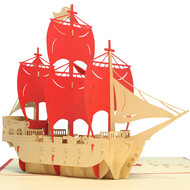 LINPOPUP Pop Up Card, 3D Card, Pirate Ship, N114