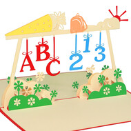 LINPOPUP Pop Up Card, 3D Card, First Day of School, Enrolment, N214