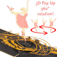 LINPOPUP LIN Pop Up Card, 3d Card, Figure Skating, Ballet, N120