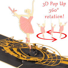 LINPOPUP LIN Pop Up Card, 3d Card, Figure Skating, Ballet, N120
