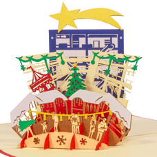 LINPOPUP Pop-up card, pop-up card, Christmas card, Christmas market, N463