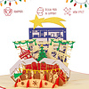LINPOPUP Pop-up Christmas card Christmas tree with Christmas market & poinsettia - 3D Christmas greeting card with Christmas tree & presents for children, Merry Christmas card with envelope, N463