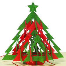 LINPOPUP Pop Up Card, 3D Card, Christmas Card, Christmas Tree Stars, N423