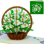 LINPOPUP Pop Up Karte, 3D Karte, Blumenkorb, Margeriten, N504