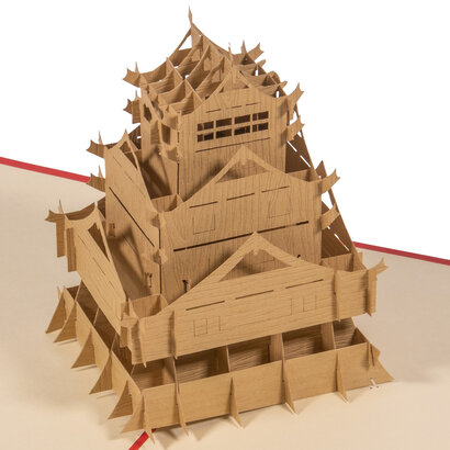 LINPOPUP Pop Up 3D Card, Congratulations Card, Travel Voucher Japan Manga, Kumamoto Castle, LIN17451, LINPopUp®, N165