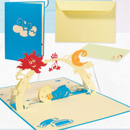 LINPOPUP Pop Up Card, 3D Card, Baby, blue, N96