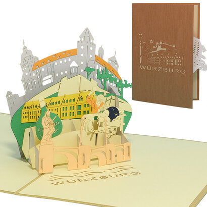 LINPOPUP Pop-Up Karte, 3D Karte Klappkarte, Reisegutschein, Pop Up Karten Geburtstag, Geschenkgutschein Städtetrip Grußkarten Reisegutschein Geburtstag Stadt Karten Deutschland, Würzburg, LIN17597, LINPopUp®, N351