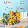 LINPOPUP LINPopUp® 3D Pop Up Karte Dschungeltiere Party – Lustige Geburtstagskarte für Kinder, Handgemachte Grußkarte mit Tieren & Ballons, inklusive Umschlag – Happy Birthday Karte, Zoo Gutschein, N227