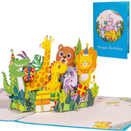 LINPOPUP 3D Pop Up Karte Dschungel-tiere Kindergeburtstag,  N227