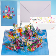 LINPOPUP Pop Up Karte – 3D Grußkarte, Libelle auf Blumen, N135