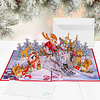 LINPopUp® Weihnachtskarte 3D – Handgemachte Pop-Up Karte mit Weihnachtsmotiv – Grußkarte mit Umschlag – Geschenkidee zu Weihnachten, Schneemann & Ski, N464