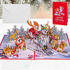 LINPopUp® Weihnachtskarte 3D – Handgemachte Pop-Up Karte mit Weihnachtsmotiv – Grußkarte mit Umschlag – Geschenkidee zu Weihnachten, Schneemann & Ski, N464