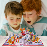 3D Christmas card – pop-up card, snowman & skis