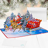 LINPOPUP® 3D Christmas card – Handmade pop-up card with Christmas motif – Greeting card with envelope – Gift idea for Christmas, Santa Claus in the forest with reindeer & sleigh, N466