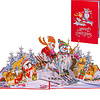 LINPopUp® Weihnachtskarte 3D – Handgemachte Pop-Up Karte mit Weihnachtsmotiv – Grußkarte mit Umschlag – Geschenkidee zu Weihnachten, Schneemann & Ski, N464