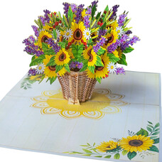 LINPOPUP Pop Up Karte, 3D Karte, Sonnenblumen, N335