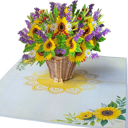 LINPOPUP Pop Up 3D Card, Birthday Card, Happy Mother's Day Card, Sunflowers, LIN17576, LINPopUp®, N335