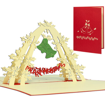 LINPOPUP Pop Up 3D Karte, Weihnachtskarte, Glückwunschkarte, Weihnachtsglocken, LIN17735, LINPopUp®, N409