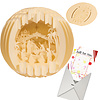 3D Pop-Up Weihnachtskrippe aus Papier – Faltbare Rundkarte mit filigraner Laser-Cut Krippenszene – Deko, Geschenk zu Weihnachten inklusive Umschlag